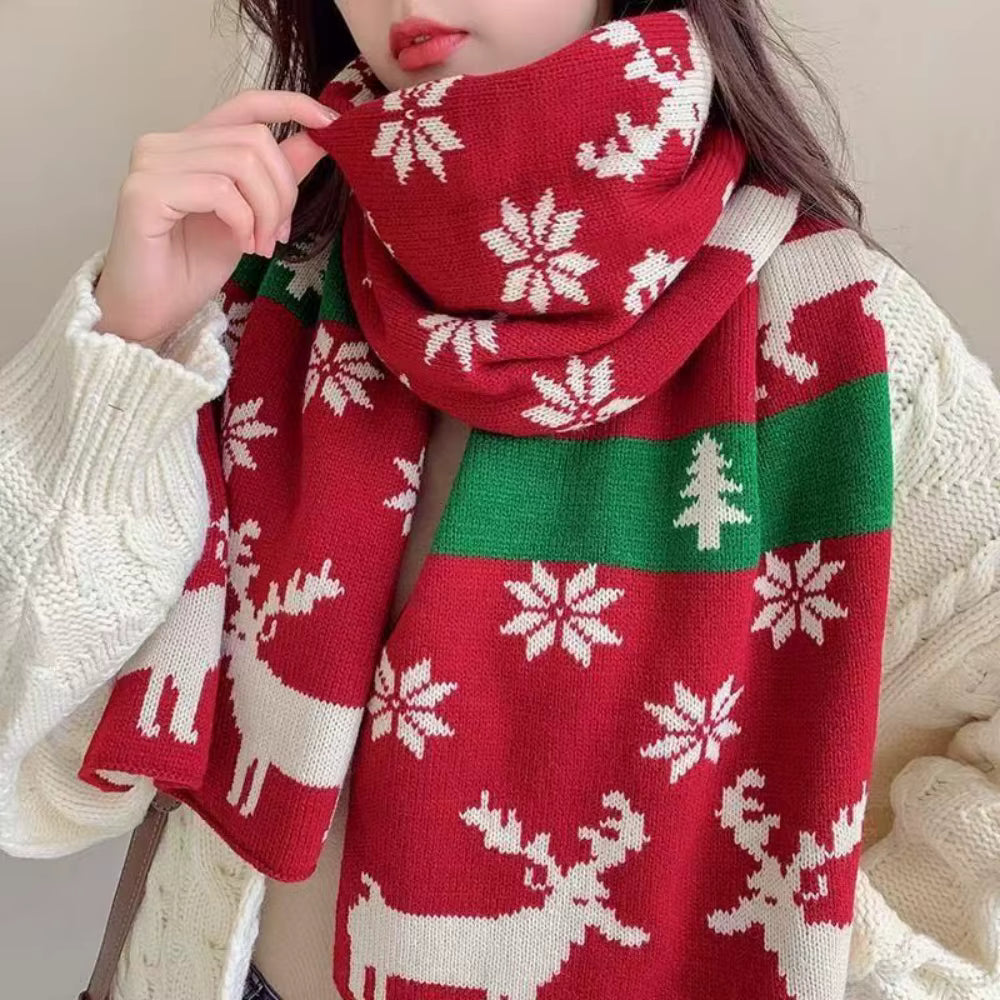Women's Ribbed Winter Knitted Scarf | Christmas