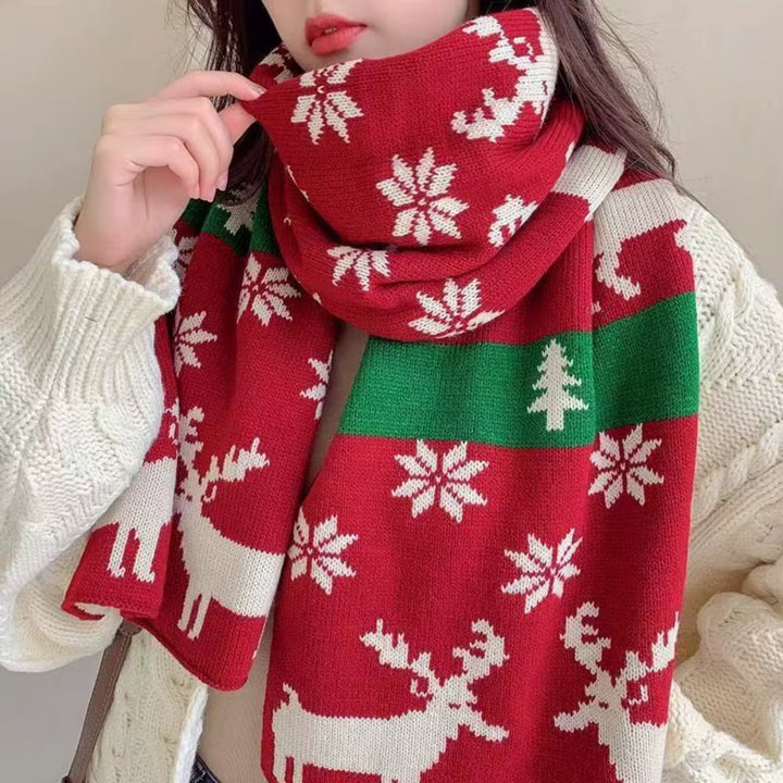 Women's Ribbed Winter Knitted Scarf | Christmas