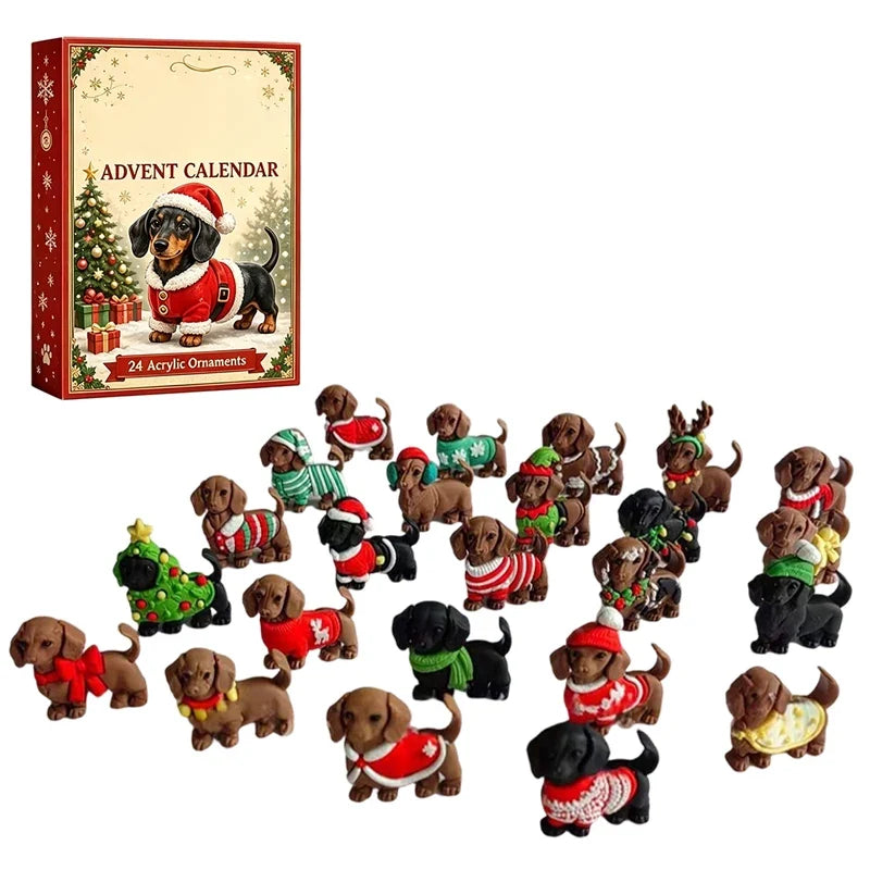 Décorations de calendrier de l’Avent pour chien teckel | Noël