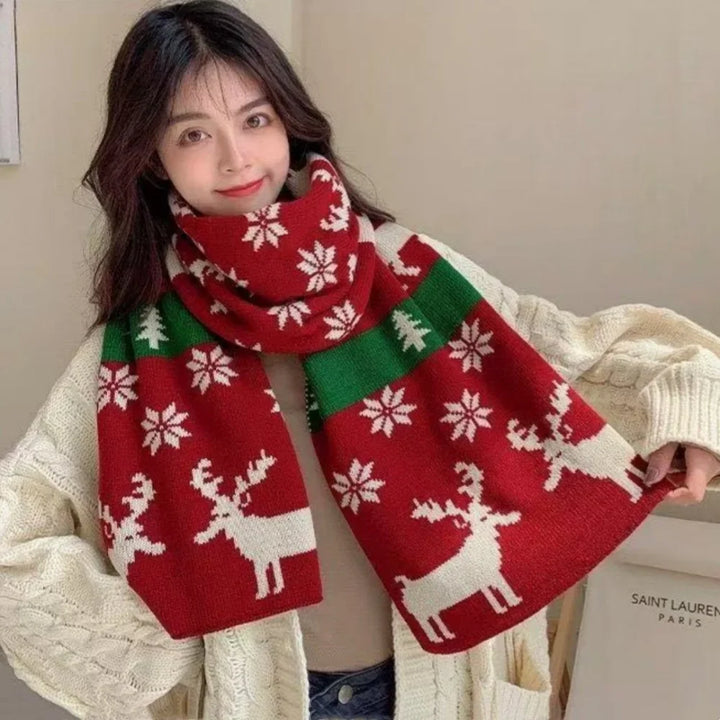 Women's Ribbed Winter Knitted Scarf | Christmas
