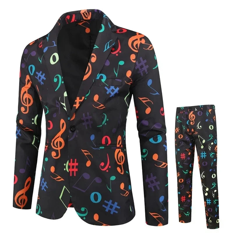 Costume de Noël imprimé deux pièces pour homme | Hiver