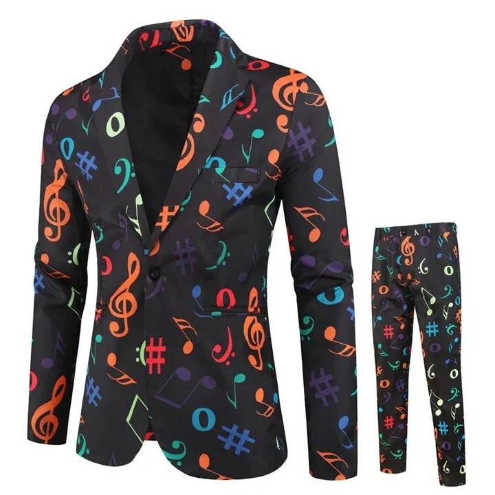 Costume de Noël imprimé deux pièces pour homme | Hiver