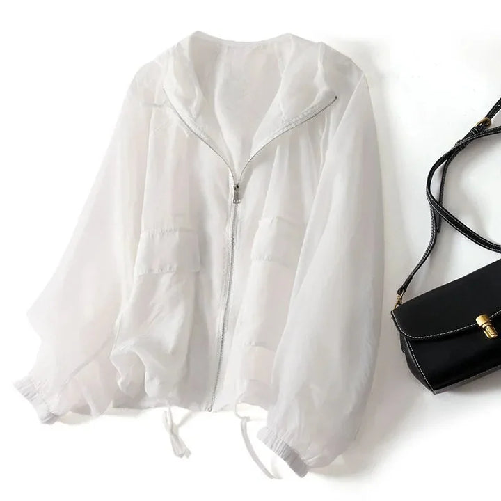Women's Hooded Zip-Up Jacket | Drawstring Hem
