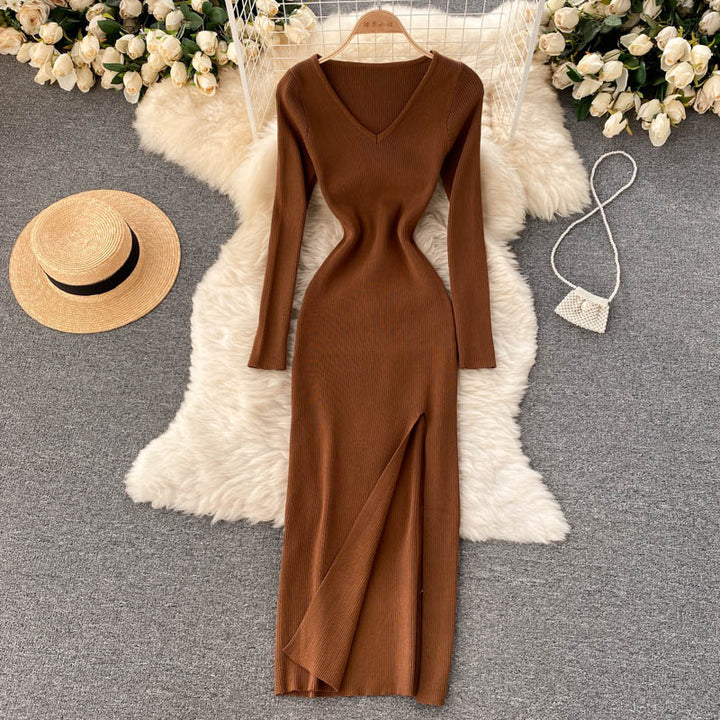 Women’s Ribbed Knit Bodycon Long Sleeves Dress | Maxi