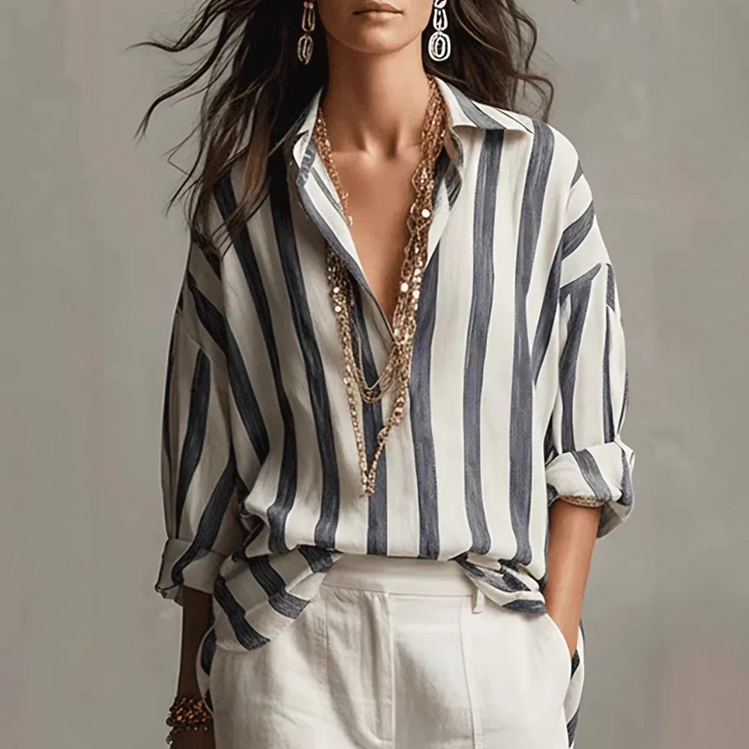 Women's Button Front Striped Shirt | Long Sleeves