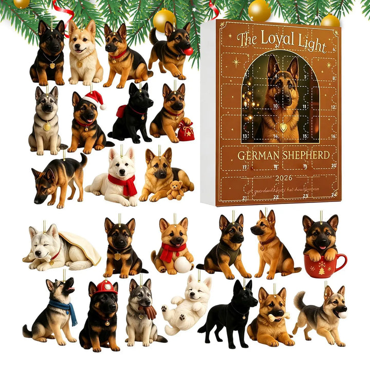 Calendrier de l’Avent berger allemand avec décorations à suspendre | Noël