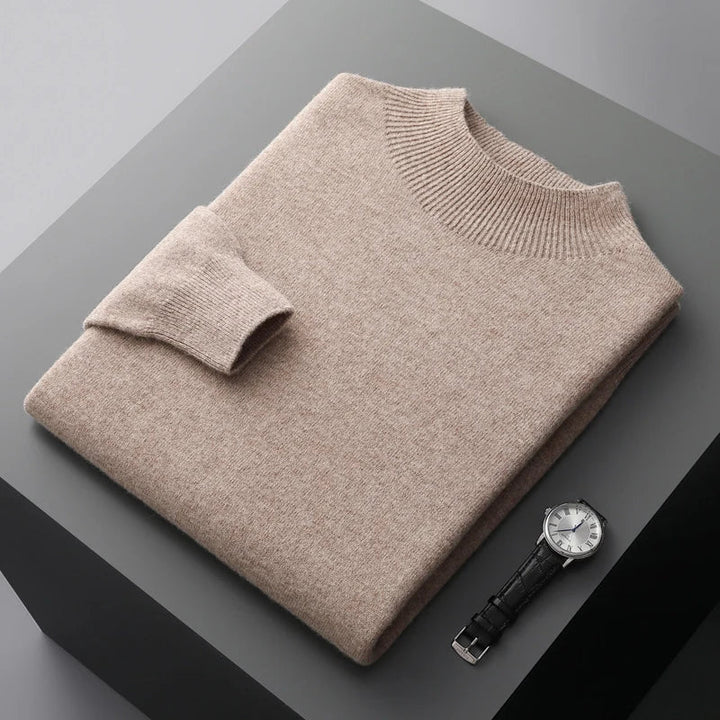 Men's Winter Long Sleeve Knit Sweater | Mock Neck