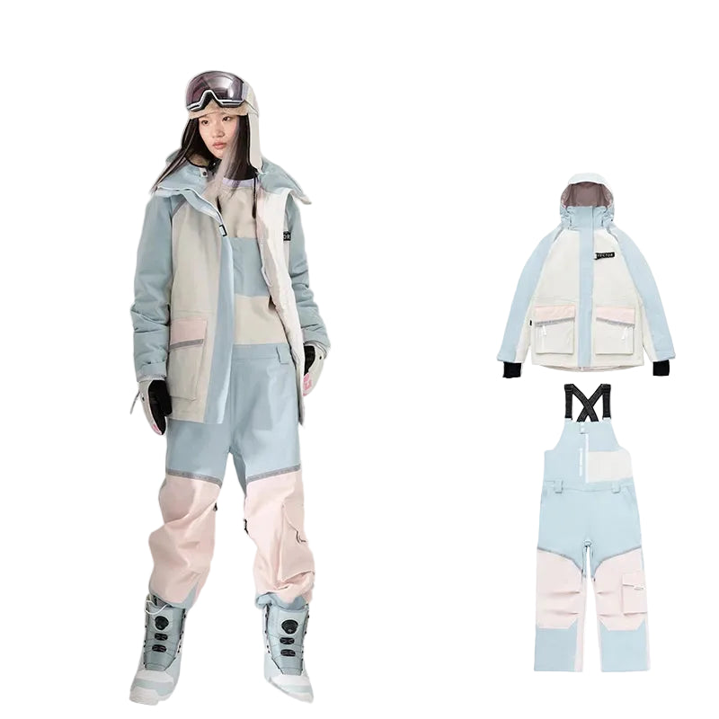 Unisex Ski Suit With Hooded Jacket And Salopettes | Snowboard