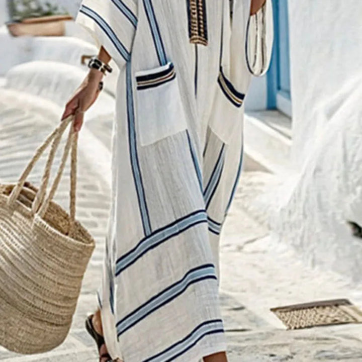Women's Summer Striped Kaftan Dress | Maxi