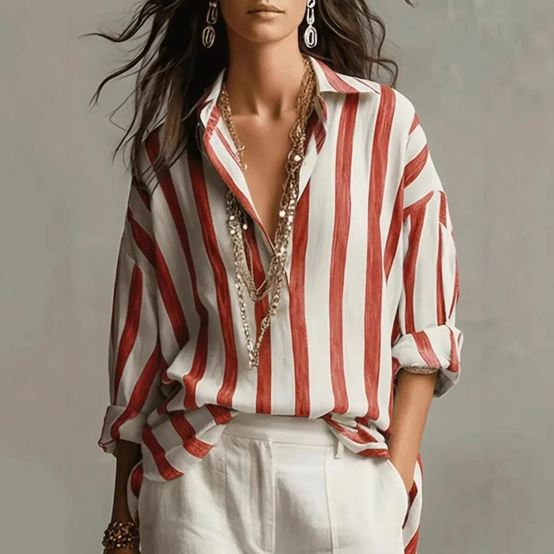 Women's Elegant Striped Shirt | Long Sleeves