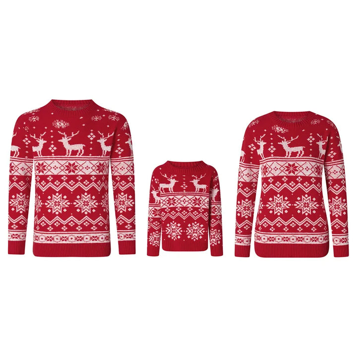 Pull de Noël d’hiver à col rond en maille pour toute la famille | Motif Fair Isle
