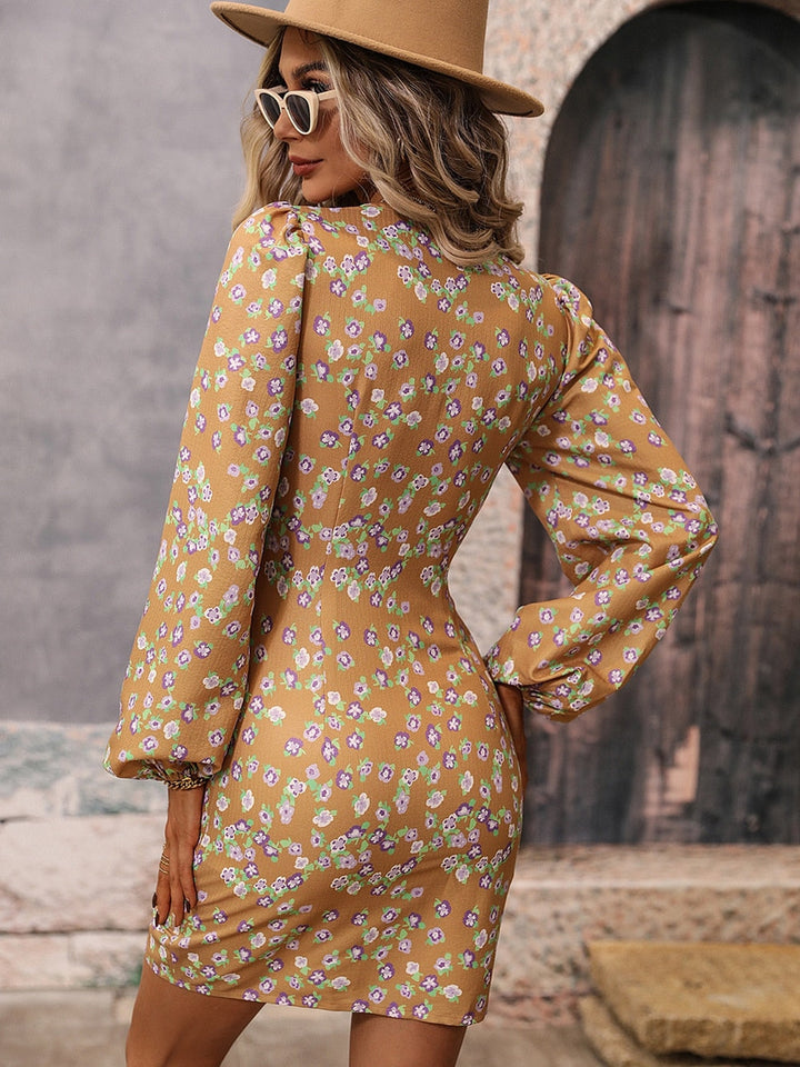 Women’s Printed V-Neck Bodycon Dress | Mini