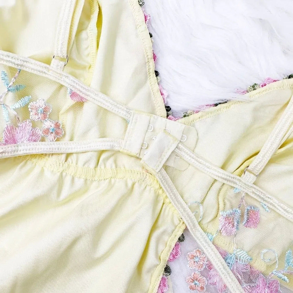 Women’s Floral Embroidered Lace Trim Nightdress | Strappy