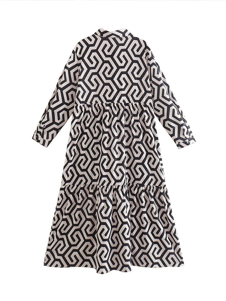 Women’s Printed Flared A-Line Shirt Dress | Midi