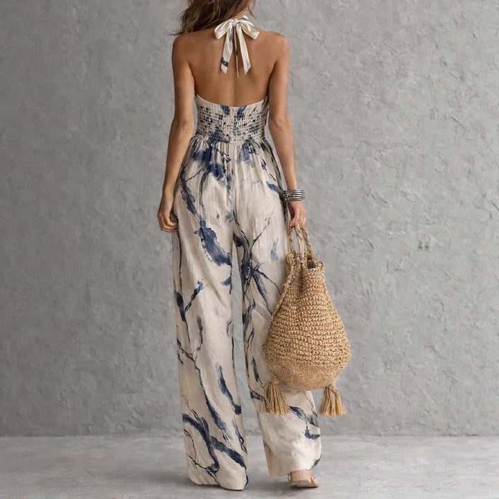 Women's Printed Halter Jumpsuit | Wide Leg