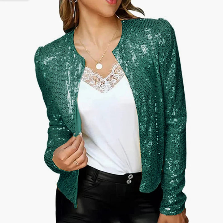 Blazer court à sequins pour femme à manches longues | soirée
