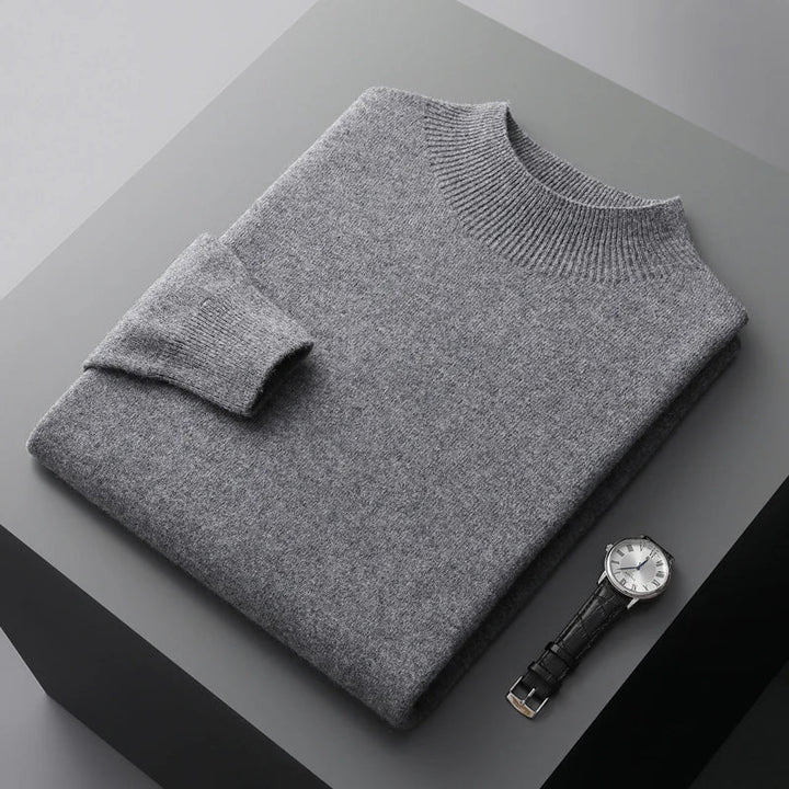 Men's Winter Long Sleeve Knit Sweater | Mock Neck