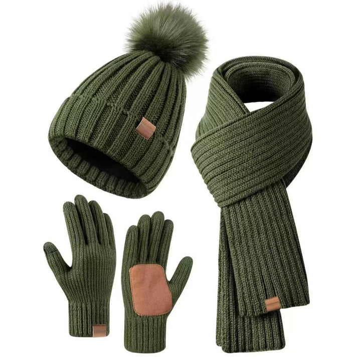 Ensemble bonnet, écharpe et gants en maille pour femme | Compatible avec les écrans tactiles