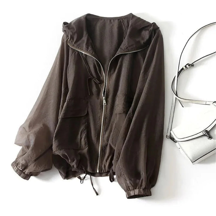 Women's Hooded Zip-Up Jacket | Drawstring Hem