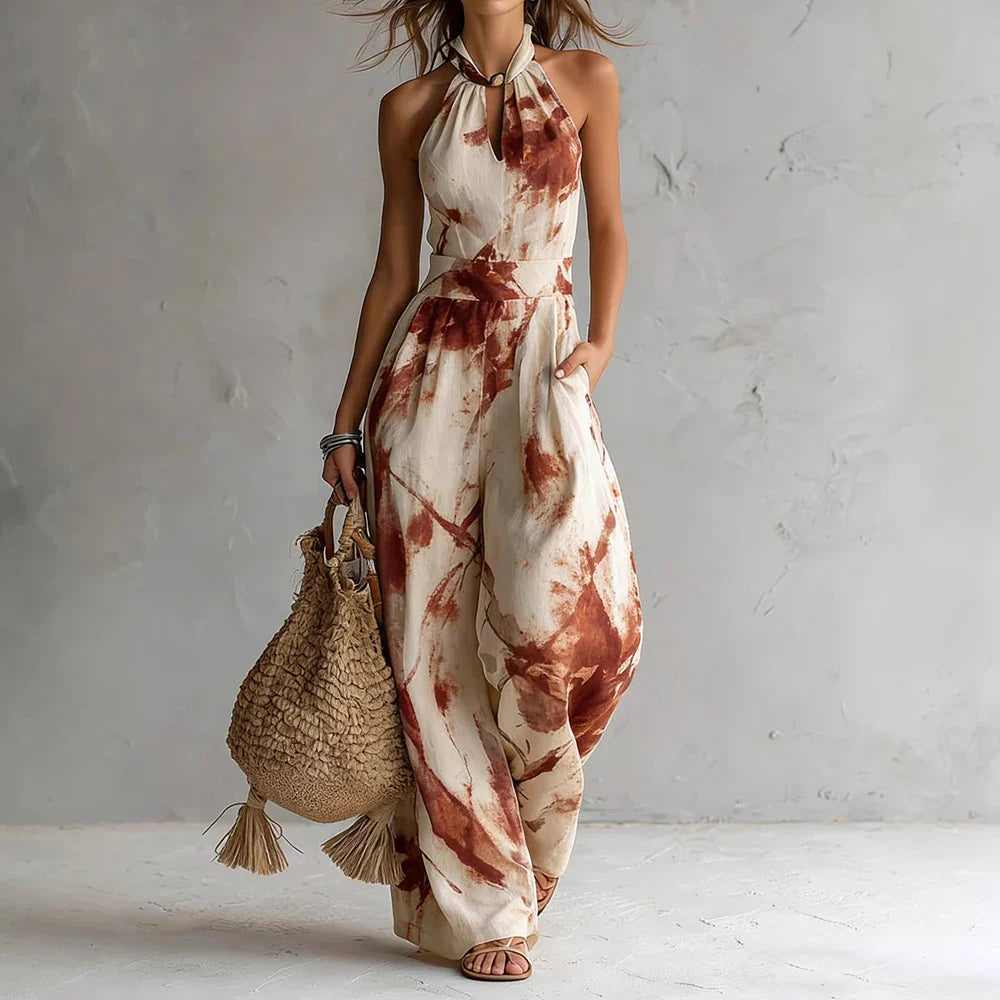 Women's Printed Halter Jumpsuit | Wide Leg