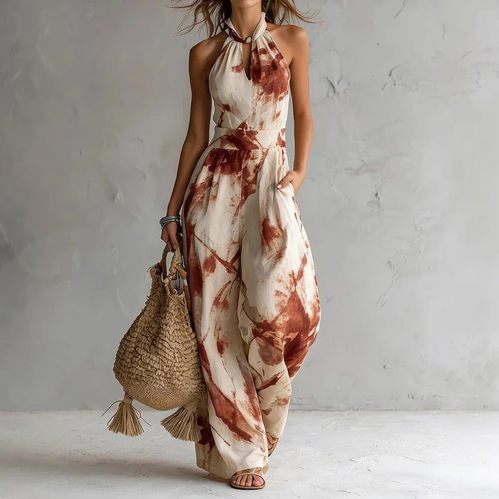 Women's Abstract Print Halter-Neck Jumps