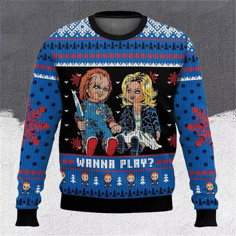 Pull de Noël humoristique unisexe à imprimé | hiver