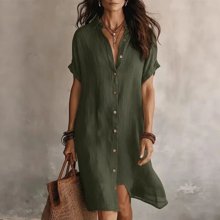 Women's Casual Button Down Shirt Dress | Midi