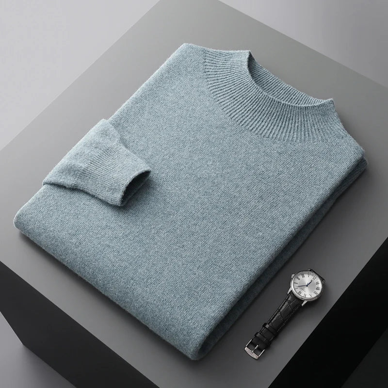 Men's Winter Long Sleeve Knit Sweater | Mock Neck