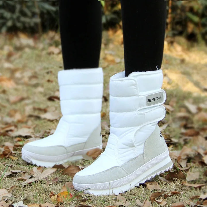 Bottes de neige d’hiver à plateforme montant au mollet pour femme | fausse fourrure