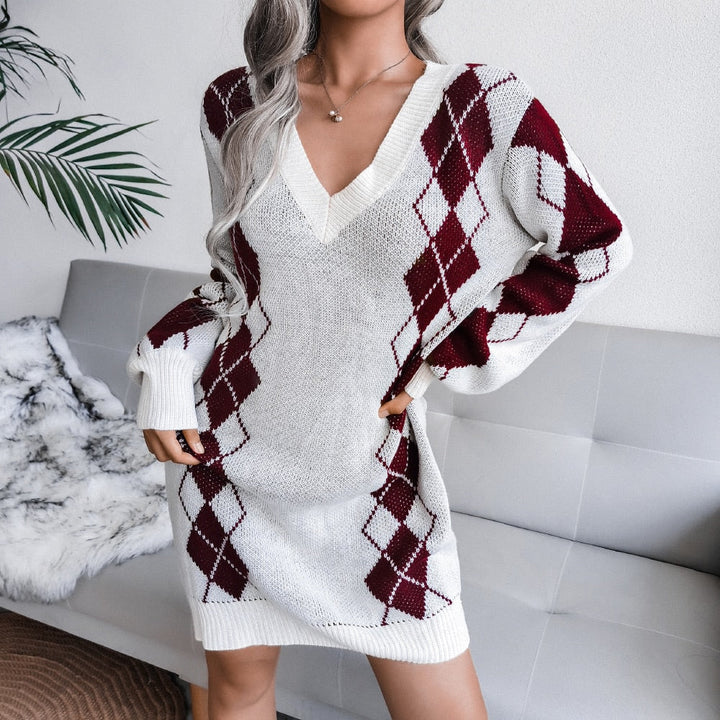 Women’s Knit Printed Jumper Dress | Mini