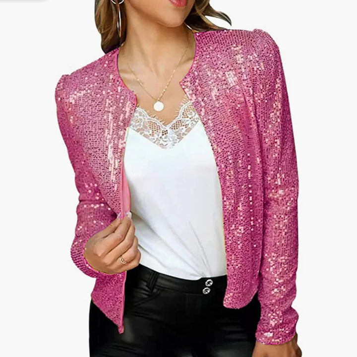Blazer court à sequins pour femme à manches longues | soirée
