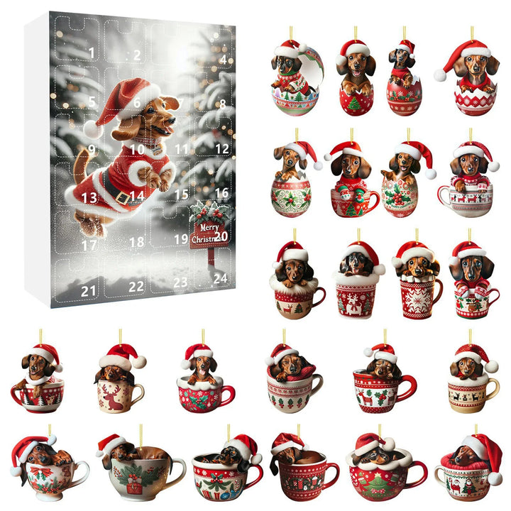 Dachshund Dog Advent Calendar With Tree Decorations | Christmas