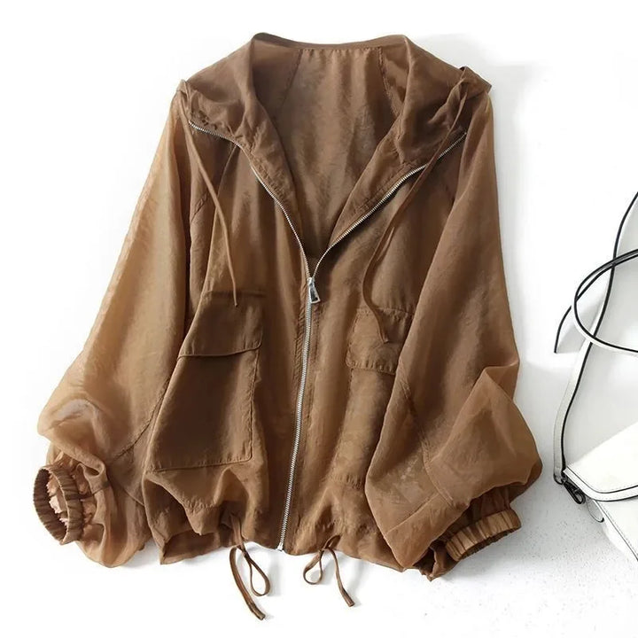 Women's Hooded Zip-Up Jacket | Drawstring Hem