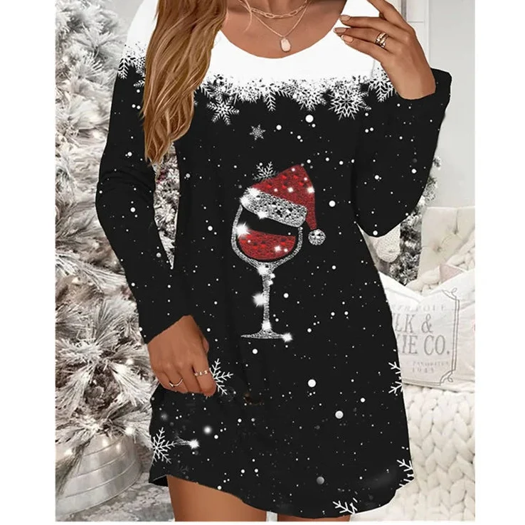 Women's Long Sleeve Christmas Mini Dress | Winter