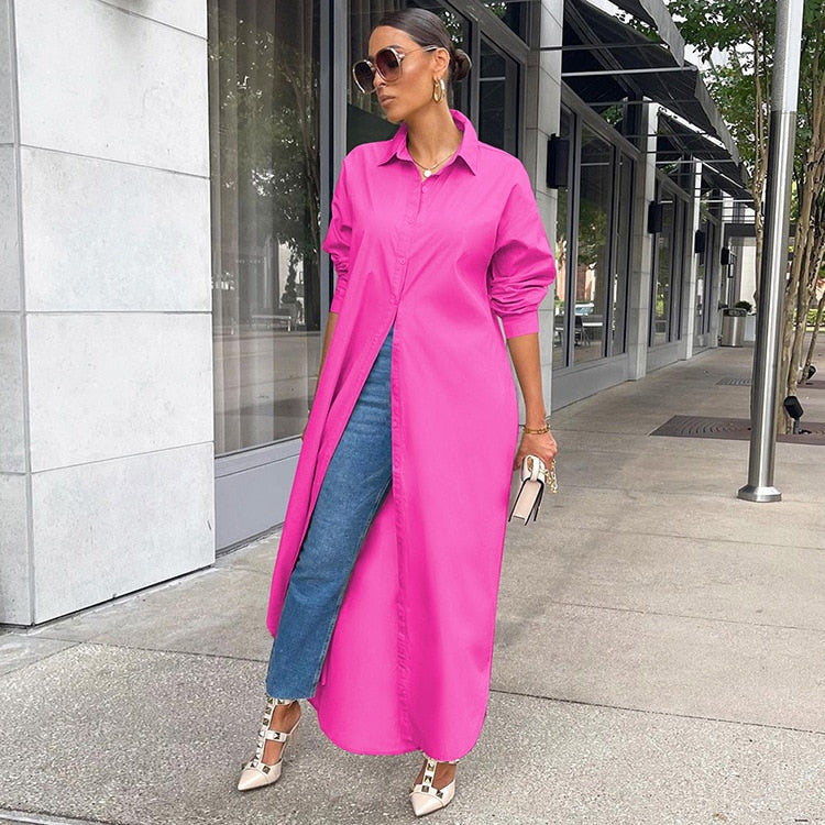 Women’s Button Front Shirt Dress | Maxi