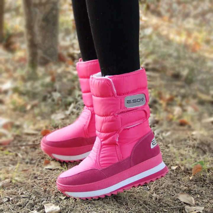 Bottes de neige d’hiver à plateforme montant au mollet pour femme | fausse fourrure
