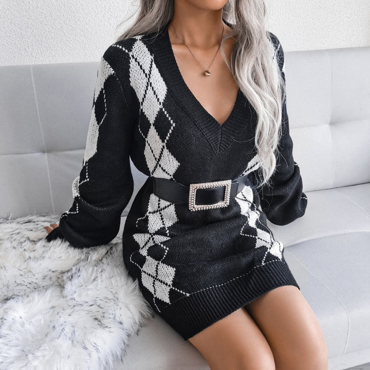 Women’s Knit Printed Jumper Dress | Mini