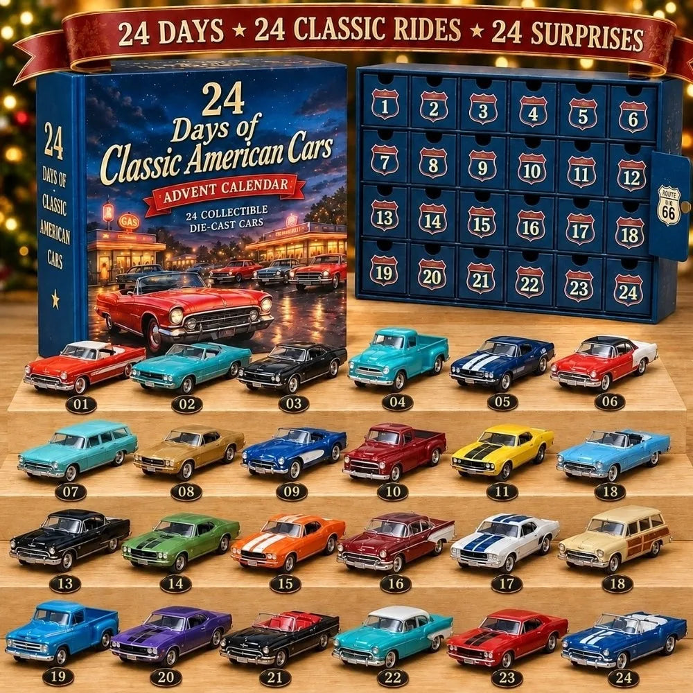 Calendrier de l’Avent avec décorations de Noël en forme de véhicules | 24 jours