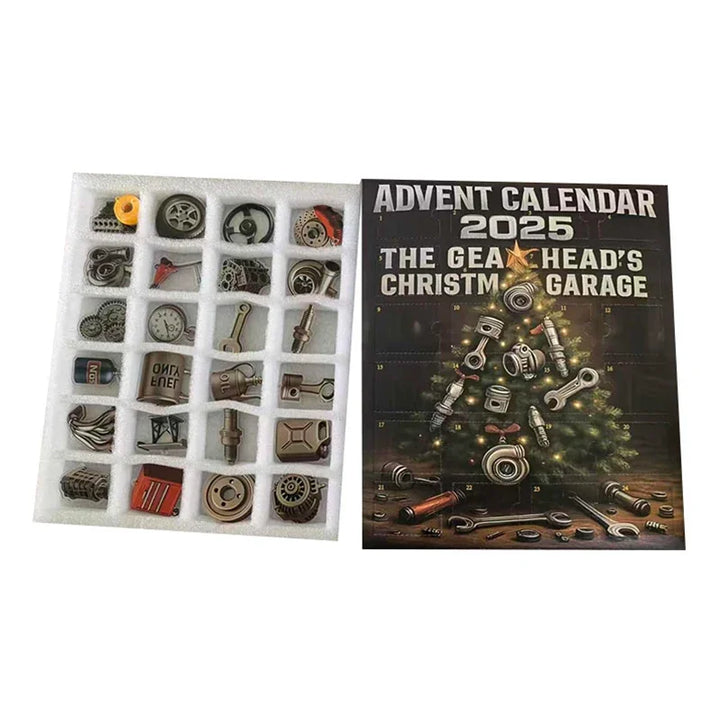 Calendrier de l'Avent de Noël avec mini-outils et accessoires automobiles | Mécanicien