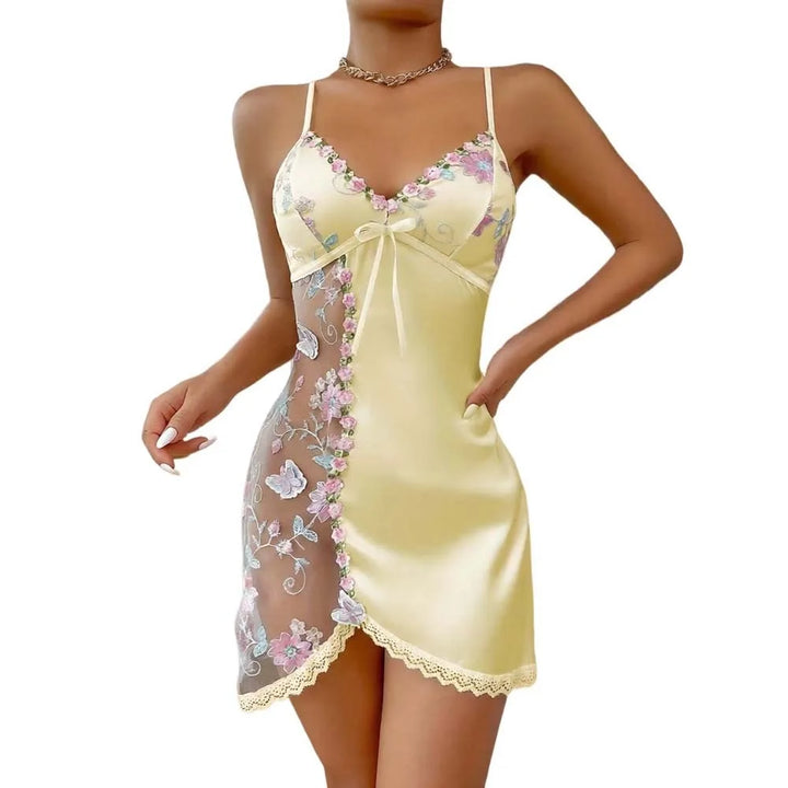Women’s Floral Embroidered Lace Trim Nightdress | Strappy
