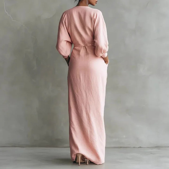 Women's Elegant V-Neck Wrap Dress | Maxi