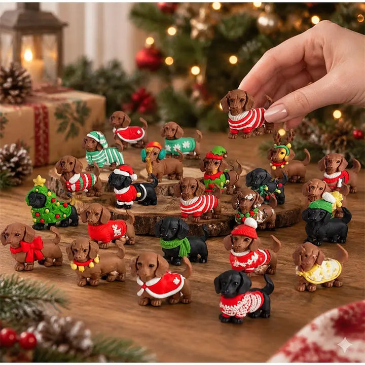 Décorations de calendrier de l’Avent pour chien teckel | Noël