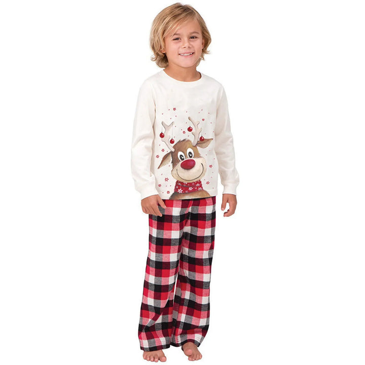 Family Matching Christmas Printed White Pyjamas Set | Winter