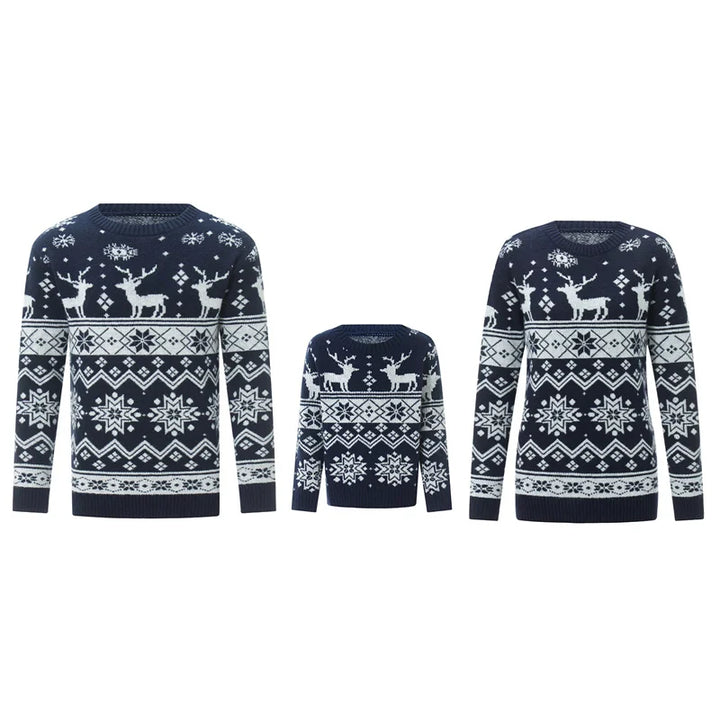 Pull de Noël d’hiver à col rond en maille pour toute la famille | Motif Fair Isle