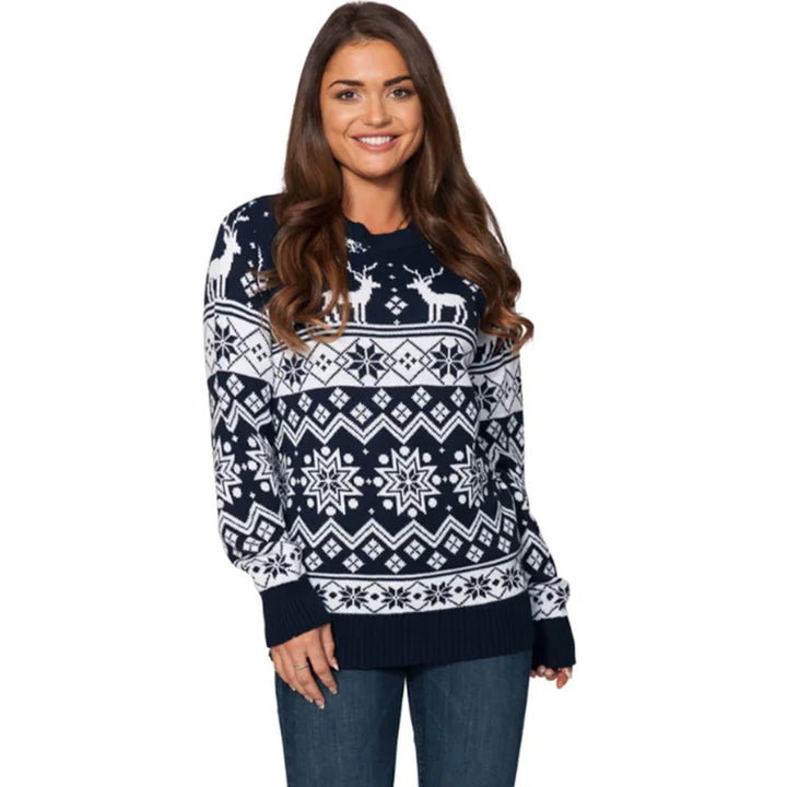 Pull de Noël d’hiver à col rond en maille pour toute la famille | Motif Fair Isle