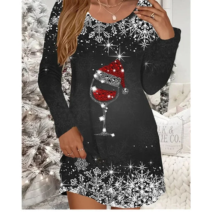 Women's Long Sleeve Christmas Mini Dress | Winter