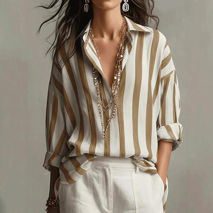 Women's Button Front Striped Shirt | Long Sleeves