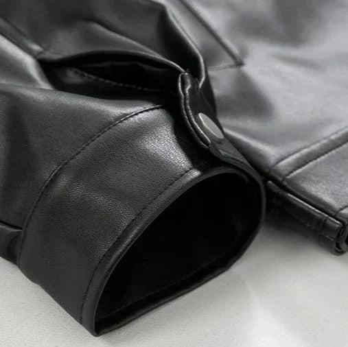 Men’s Winter Oversized Moto Black Jacket | Zip Up