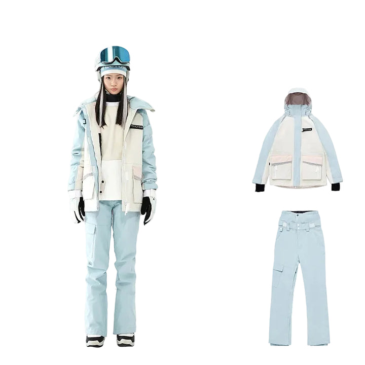 Unisex Ski Suit With Hooded Jacket And Salopettes | Snowboard