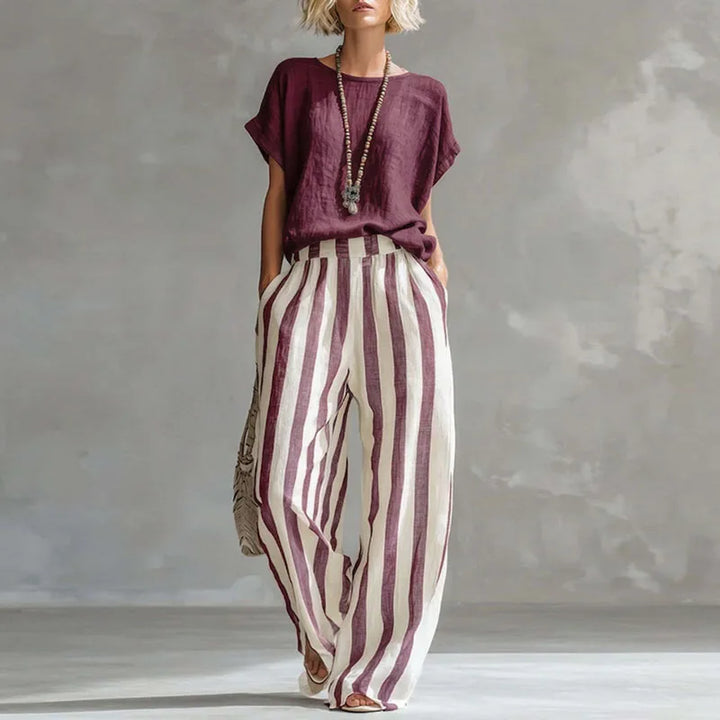Women's Summer Matching Stripe Set | Two-Piece
